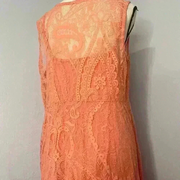 Torrid Coral Lace Crochet Button Front Layered Skater Dress 1 1X 14/16 - Picture 10 of 12